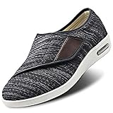 CANDSS Bequemer Rehaschuhe Diabetiker Sandalen Mit Klettverschluss Verstellbare ultraweite Walking-Ödem-Sneaker,Schwarzgrau,45