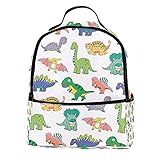 JHKHJ Kindergartenruck sack Weiß-grüne Baby-Dinosaurier Kindergartenrucksack für 2-6 Jährige Kinder im Kindergarten und Kinderrucksack für die Kita 37 CM
