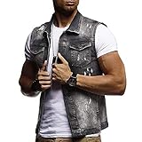 Herren Tank Top Jeans T-Shirt Ärmellos Tanktop Fitness Trainingsshirt Männer Tankshirt Kurzarm Bodybuilding Lässig Muskelshirt Sommer Casual Freizeithemd Leichte schnelltrockend Shirt (L, Schwarz)