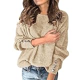 GFGHH Damen Strick Oberteile Oversize Einfarbig Pullover Langärmeligem übergroßen Sweater Sweatshirt Rollkragen Rippstrick Top Weich Elegant Rolli Frühling und Herbst Langarm T-shirt mit Perle Knöp