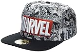 Difuzed Unisex Marvel Comics Logo and Comic Pattern Snapback Baseball Cap, Grey (Grey Grey), Einheitsgröß