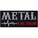 Metal is My Lifeline Aufnäher Biker Aufbügler Heavy Metal Patch Death-Metal Festival Music Punk Abzeichen Trash Rocker Bügelbilder DIY Applikation Jeans-Weste/Kutten/Outdoor/Festival 90x40