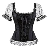 Bustier Korsett Damen Mädchen Sexy Braut Korsetts Bustiers Gothic Schnüren Halloween Weste Overbust Korsetts Schultergurte Body Shapewear Corselet-8108_Blzck_3XL