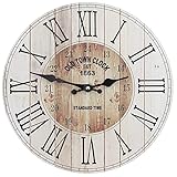 SIDCO Wanduhr Holz Küchenuhr Western Country Style Deko Wohnzimmer Uhr Shabby Desig