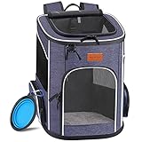 morpilot Katzenrucksack, Hunderucksack für Katzen und Hunde Welpen, Atmungsaktive und Faltbare Haustier Rucksack mit Transparentes Fenster und Anti-offener Reißverschluss (33 * 28 * 42 cm)