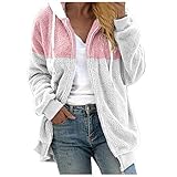 GAXS Winterjacke Damen Dicker Wintermantel Winterparka mit Kapuze Windjacke Taschen Damenjacke Gefütterte Teddyfell Winterjacke Plus Size Plain Daunenmantel Langarm Reiß