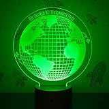 LAUBLUST 3D LED Nachtlicht Kinder - Personalisiert, Farbwechselnd, Holz Sockel - Geschenk für Kinder | Weltkugel M