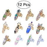 Frcolor Nagelringe, Crystal Bowknot Crown Flower Nail Art Charms, 12 Stück