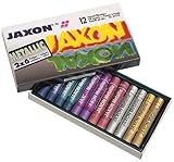 Honsell 47410 - Jaxon Ölpastellkreide, 12er Set, 2 x 6 Metallic-Farben im Kartonetui, brillante, lichtechte Farben, für Künstler, Hobbymaler, Kinder, Schule, Kunstunterricht, frei von S