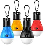 Campinglampe, 4 Stücke Wasserdicht Tragbare LED Camping Laterne mit Karabinerhaken, Set-Notlicht COB 150 Lumen Zeltlampe Glühbirne für Camping Abenteuer Angeln Garage S