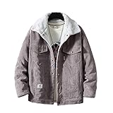 Jacke Herren Langarm Revers Loose Cordjacke Herren Männer Und Frauen Können Tragen Paare Jacke Sanft Komfortabel Fleecejacke Herren Lassig All-Match Einfarbig Winterjacke H