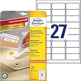 AVERY Zweckform L4737REV-10 Universal Etiketten (270 Klebeetiketten, 63,5x29,6 mm auf A4, wieder rückstandsfrei ablösbar / abziehbar, individuell bedruckbare, selbstklebende Aufkleber) 10 Blatt, weiß