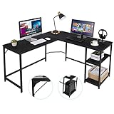 AuAg L-förmiger Computertisch Home Office Ecktisch Industrie Gaming Schreibtisch Büro Arbeitszimmer Workstation mit verstellbaren Regalböden für Home Office, platzsparend Indoor & Outdoor (schwarz)