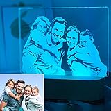 PJCNEW Personalisierte Lampe Mit Foto, 3D Foto Glas Acryl Nachtlampe Mit Eigenem Foto Und Gravur, Led Nachttischlampe, Room Decor Nachtlicht FüR Jungen Und MäDchen Mit 7 Farbwechsel Und Fernbedienung