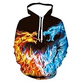 YDyun Langarm Sweatshirt mit Taschen 3D gedruckte Tentak