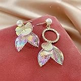 XKMY Frauen Ohrringe Süße transparente asymmetrische Anhänger Ohrringe Schmuck (Metal Color : Multi)