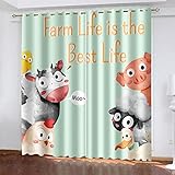 XDJQZX Vorhang Blickdicht Mit Ösen 3D Cartoon Niedliche Tiere Druck Muster Thermo Verdunklungsvorhänge, Gardinen Für Schlafzimmer Wohnzimmer Kinderzimmer Fensterdekoration 235X230 cm 2Er S