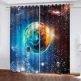 HOMEIEU Sternenhimmel Vorhänge, Kosmische Galaxie Gedruckte Rauschunterdrückungs-Ösenvorhänge, Geeignet Für Wohnzimmer, Schlafzimmer, Kinderzimmer (W107xH138cm-2PCS)