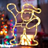 SALCAR Fensterbild Beleuchtet Weihnachtsmann, Lichterkette Fensterdeko 30 LED batteriebetrieben, IP44 Beleuchtung für Innen und Außen, Weihnachten, Lichtdekoration - Warmweiß