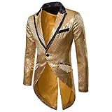 Linnhorr Hochzeit Bräutigam Gold Silber Rot Schwarze Paillette Slim Blazer Männer Heckmantel Bühne Abendkleid Kostüme Anzug Gold XL