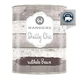 Wanders24®️ Kreidefarbe (750 ml, rustikales Braun) Holzfarbe für Shabby Chic Look - Möbelfarbe einfach zu verarbeiten - Möbellack auf Wasserbasis - Made in Germany