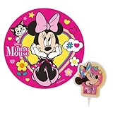 Minnie Mouse - Tortendeko Pack - Tortenaufleger aus Esspapier und Geburtstagsk