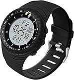 Herren Digital Uhren, 50 m Wasserdicht Sport Armbanduhr Große Herrenuhren, Outdoor Stoppuhr für Männer mit LED Wecker Stoßfest Schw