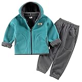 inlzdz Kinder Fleece Jogginganzug Polarfleece Sportanzug Hoodie Kapuzenpullover Langarm Warme Jacke Jogginghose Hosenanzug Sportwear Winter Kleidung Grün 92-98