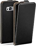 moex Flip Case für Samsung Galaxy S8 Hülle klappbar, 360 Grad Rundum Komplett-Schutz, Klapphülle aus Vegan Leder, Handytasche mit vertikaler Klappe, magnetisch - Schw