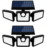SEFON Solarlampen für außen mit Bewegungsmelder 70 LED Solarleuchten für außen IP65 LED Strahler Außen 360° Drehbare Solar Außenwandleuchten Aussenleuchte 2 Stk