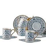 Karaca Delft Blue Kaffeetassen- Set für 6 Personen-Türkisch Kaffeetassen - Traditional kaffeetassen- Espresso Set-Türkisch Kaffeetassen mit Traditional M