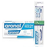 aronal Zahnpasta Zahnfleischschutz, Doppelpack (2 x 75 ml) - Zahncreme stärkt und schützt das Zahnfleisch, schützt wirksam vor Karies+ Zahnbürste öko-dent mittel, mit Wechselkop