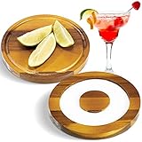 Geiserailie Holz Cocktail Rimmer Kit Margarita Salz Rimmer 6,5 Zoll Durchmesser Glas Rimmer mit Deckel Glas Bar Zucker Salz Rimmer Teller für Cocktails, Getränk