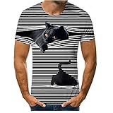 T-Shirt Herren Sommer Rundhals 3D Tierdruck Shirt Herren Mode Moderner Einzigartig Urban Style Tops Herren Lässig Cosplay Party All-Match T-Shirt H