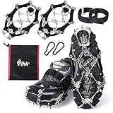 Vihir Steigeisen Grödel Eisspikes für Bergschuhe, Schuhkrallen mit 19 Edelstahl Zähne Spikes und Langlebiges Silikon, Schneeketten für Schuhe Anti Rutsch Eisspikes für Winter, Grödel Snow