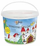 Kreul 40155 - Window Color Power Pack Burg, für kleine und große Kreative, 6 x 125 ml Fensterfarben, 125 ml Konturenfarbe schwarz, Spezialfolie und über 70 Motivvorlag