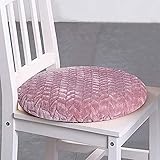 4er Set Stuhl Sitzauflagen Kissen, gefüllt mit Memory Foam und Wermut Liner, warme Samt Stuhlauflagen für Terrassenküche Esszimmer Büro Auto, abnehmbar, rutschfest, dick,rosa,rund (Rosa rund),