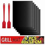 Nifogo grillplatteTragbares,grillmatte für gasgrill antihaft,BBQ grillmatten 6 Set, backofen Matte Schutz,Teflon BBQ Grill mat mehrweg,Ideal für Grill zubehör Kohlegrill Elektro Grill (40x33 cm)