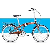 DJYD Licht Faltrad, Erwachsene Männer Frauen Falträder, 24' Single Speed ​​Folding Stadt-Fahrrad, Aluminiumlegierung-Fahrrad mit Rück Carry-Rack, Weiss FDWFN (Color : Brown)