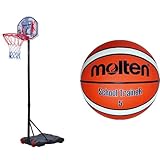 HUDORA Basketballständer All Stars, 70 x 80 x 165-205 cm, 71655 & molten Basketball, Orange/Ivory, 5, BG5-ST