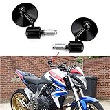DREAMIZER Schwarz 7/8'22mm Motorrad Rückspiegel Spiegel Runder Lenker Flügelspiegel Lenkerende für Scooter Straßenrad CB1000R CB1300 CB600F CBF600 CBR125R CBF125