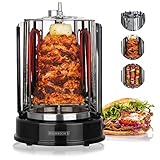 HEINRICHS Dönergrill für Zuhause, Schaschlikgrill Rotissiere Hähnchengrill Gyros Kebab, Drehspieß, Elektro Grill, BBQ, Tischgrill, Hähnchen, Vertikalgrill aus Edelstahl inkl. 6 Schaschlikspieß