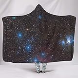 Rtisandu Kuscheldecke mit Kapuze Kosmischer Himmel Weich Wohndecke Kuscheldecke Schlafdecke Sofadecke Plüschdecke Tagesdecke Druckdesign Wearable für Erwachsene Kind White 150x200