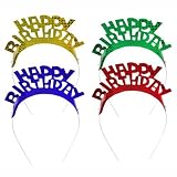 Haarreifen / Haarschmuck 'HAPPY BIRTHDAY' (farbig sortiert / 4 Stück)