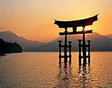 HASENCIV DIY 5D Diamant Malerei Kit Torii-Tor in den Strahlen der untergehenden Sonne Itsukushima-Schrein, Japan Malen nach Zahlen Erwachsene 40x50cm Kristall Diamond Painting