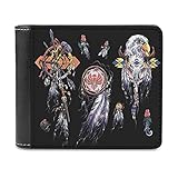 Dream Catcher Native American Leder Geldbörsen für Damen Herren Ledergeldbörse Personalisiert Geldtasche Blockierung Mini Portmonee Geschenk für Männer Mädchen White One S