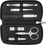 ZWILLING TWINOX Maniküreset 6-teilig Premium Nagelpflegeset aus Rindleder mit Reißverschluss, Schw