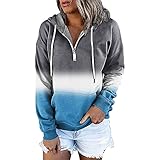 Ydsxlp Kapuzenpullover mit Kordelzug Damen Kapuzenpulli Casual Sport Style Hoodies Sweatshirts Teenager Mädchen Streetwear Langarm Casual Pullover Kapuze Kleidung mit Tasche (BW Blue, M)