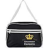 Multifanshop® Retrotasche breit - Finanzkauf Experte - schwarz - Schultertasche Umhängetasche T