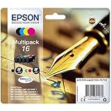 Epson Original 16 Tinte Füller (WF-2630WF WF-2650DWF WF-2660DWF WF-2750DWF WF-2760DWF, Amazon Dash Replenishment-fähig) Multipack 4-farbig